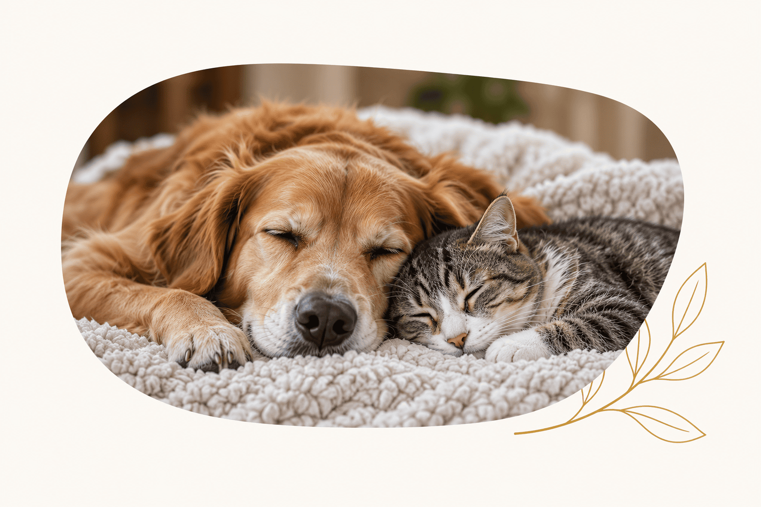 Golden Dog and Tabby Cat Resting